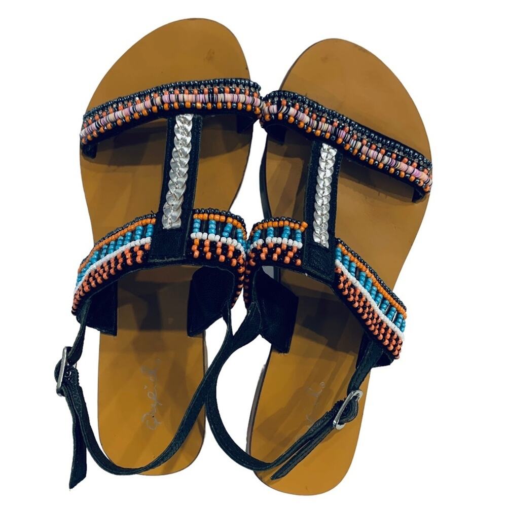 Qupid | Beaded Flats made in India Strap sandals